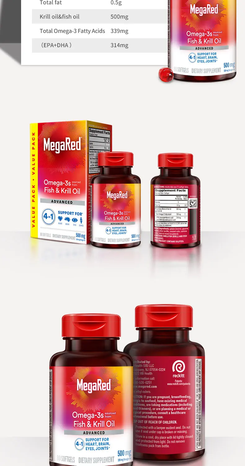 Product Introduction of MegaRed Health Pure Antarctic Concentrate Omega-3 4in1 Softgels with Krill Oil & Deep Sea Cod Liver Oil, 500mg Each, 80 Count 2