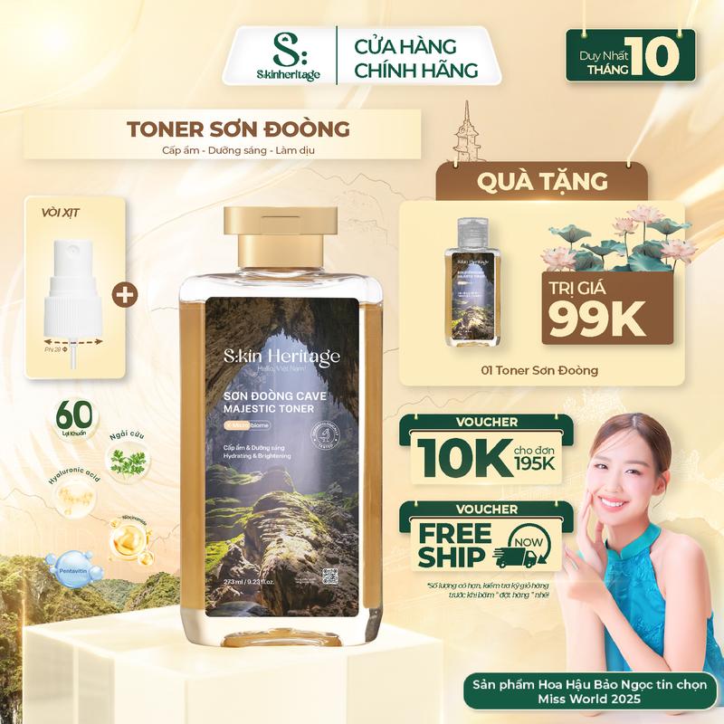 Toner Sơn Đoòng Dưỡng Ẩm Da, Làm Dịu Và Cấp Ẩm Sâu Cho Da Dầu Mụn SKIN HERITAGE Sử Dụng phức hợp 60 Lợi Khuẩn 273ml