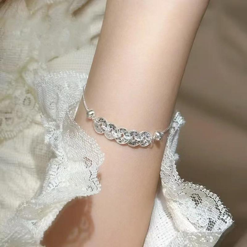 ĐỒNG TIỀN NGŨ ĐIẾU Lắc Tay Thiết Kế Mới Phối Dây Mì Tiểu Thư Dịu Dàng Dành Cho Nữ Trang Sức Thời Trang