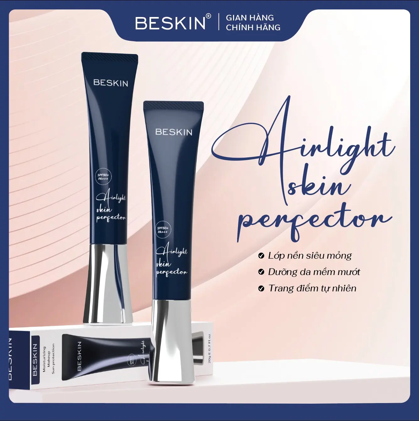 [ĐỘC QUYỀN] KEM NỀN TRANG ĐIỂM, DƯỠNG DA, CHỐNG NẮNG ĐA NĂNG "Ainlight Skin Perpector" - Dung tích: 20g - Thương hiệu: Beskin