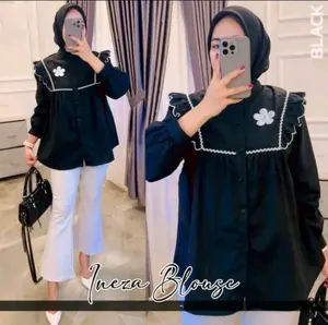 Diamond-Ineza blouse polos wanita pita bunga original (korean style)