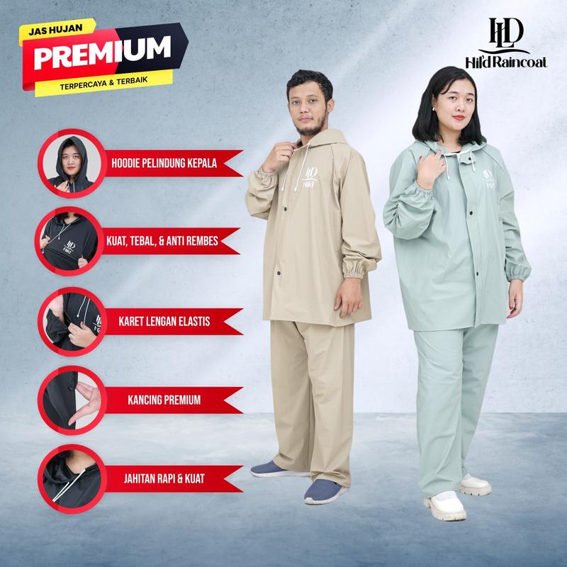 Product Introduction of jas hujan setelan jaket celana pria wanita bahan pvc karet anti air waterproof termurah by HILD raincoat original cocok dipakai berkendara disaat musim hujan 45