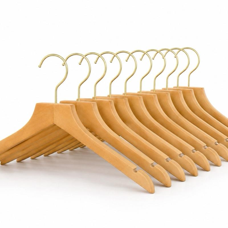 Móc gỗ treo quần áo đầu gỗ vuông cao cấp 38cm