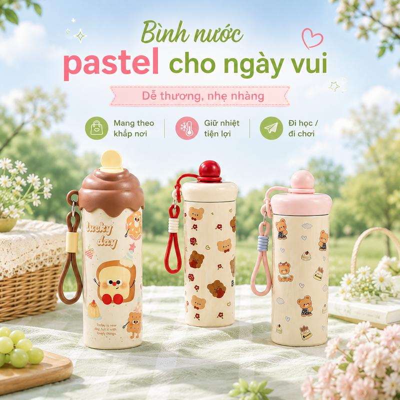 Cốc giữ nhiệt học sinh, kiểu dáng dễ thương, thiết kế cao cấp, dùng riêng cho trường học, loại mới, ống hút tiện lợi, cốc inox nhẹ nhàng, nữ sinh, mang theo khi đi dã ngoại