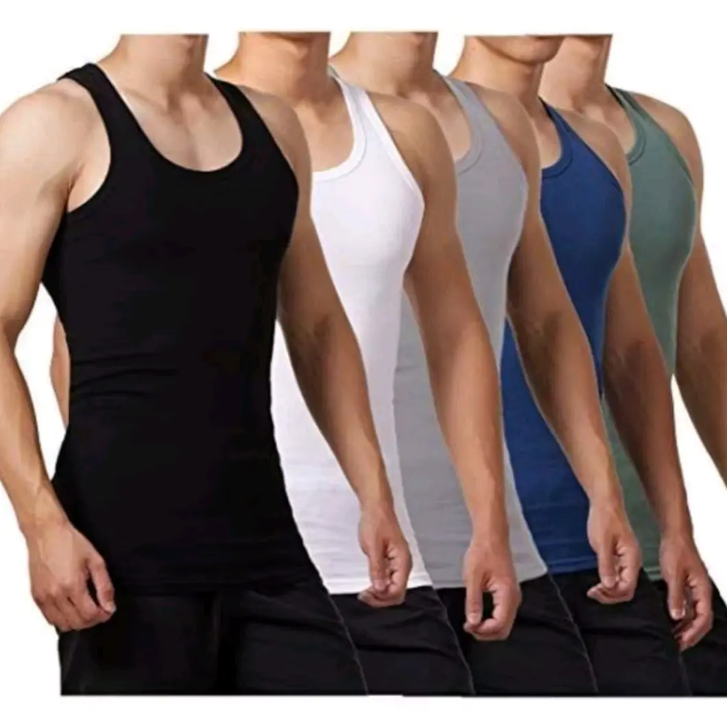 Paket 3 Pcs Kaos Kensi/Singlet Pria Dewasa Polos dengan Bahan Katun Rib yang Nyaman Dipakai - Remaja, Cowok