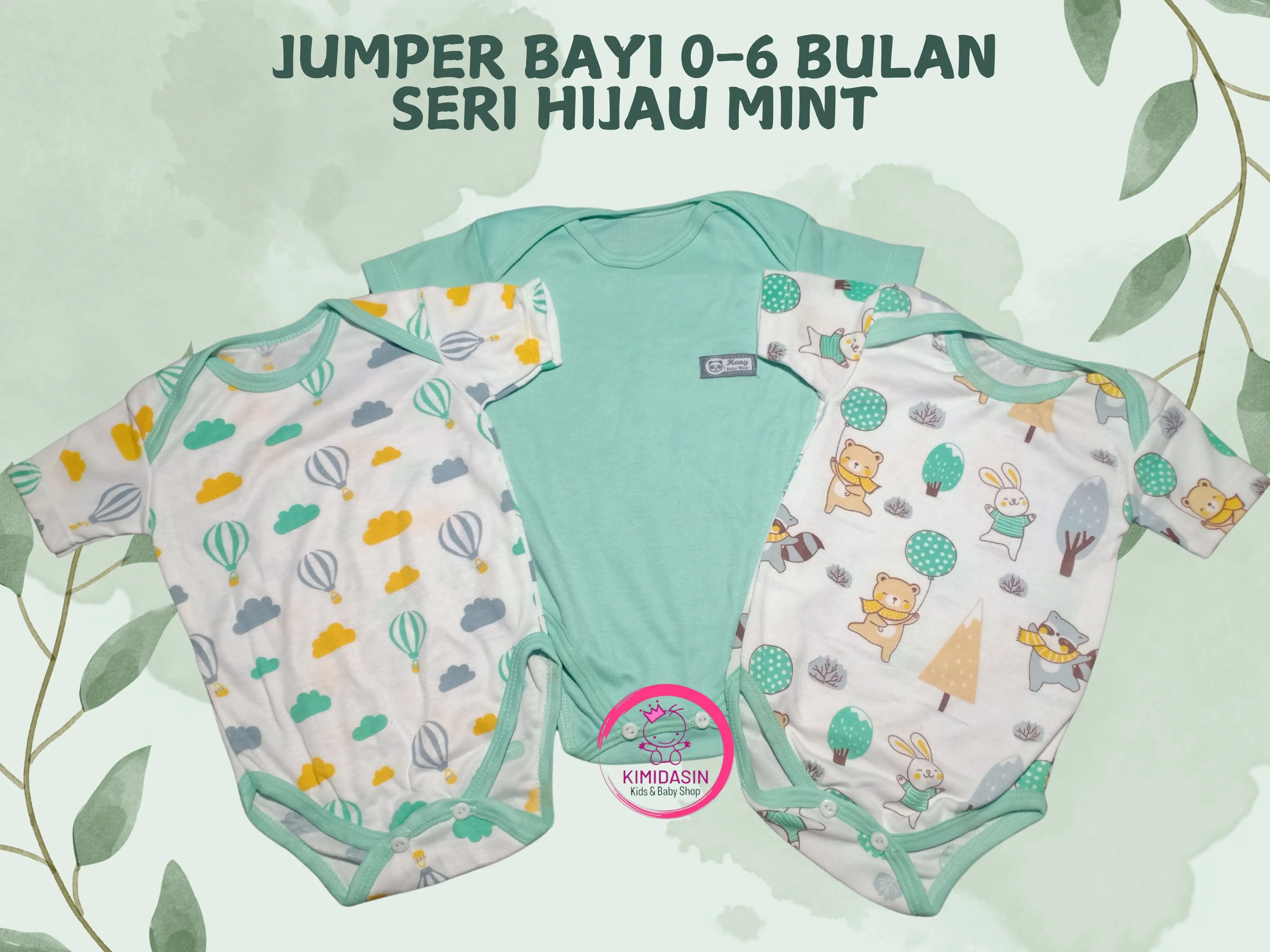 Jumper Bayi 0-6 Bulan Seri Hijau Mint 3 Motif Unisex