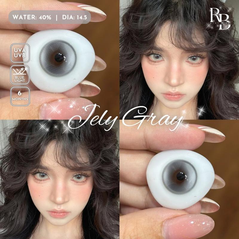   CÓ CẬN  1 Cặp Kính Áp Tròng Douyin Màu Xám Jely Gray Full 0-5 Độ Lens Mắt Màu Xám Douyin 14.5 Có Độ Cận  Tặng Khay Dụng Cụ Đeo  