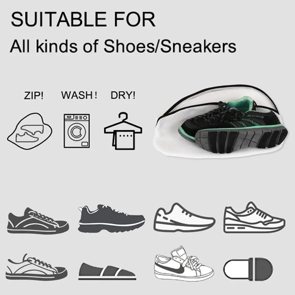 Shoe Washing Bag Mesh Shoe Laundry Bags with Zip Closure for Sneakers Running Shoes Socks Washing Machines Mesh Bra Bag