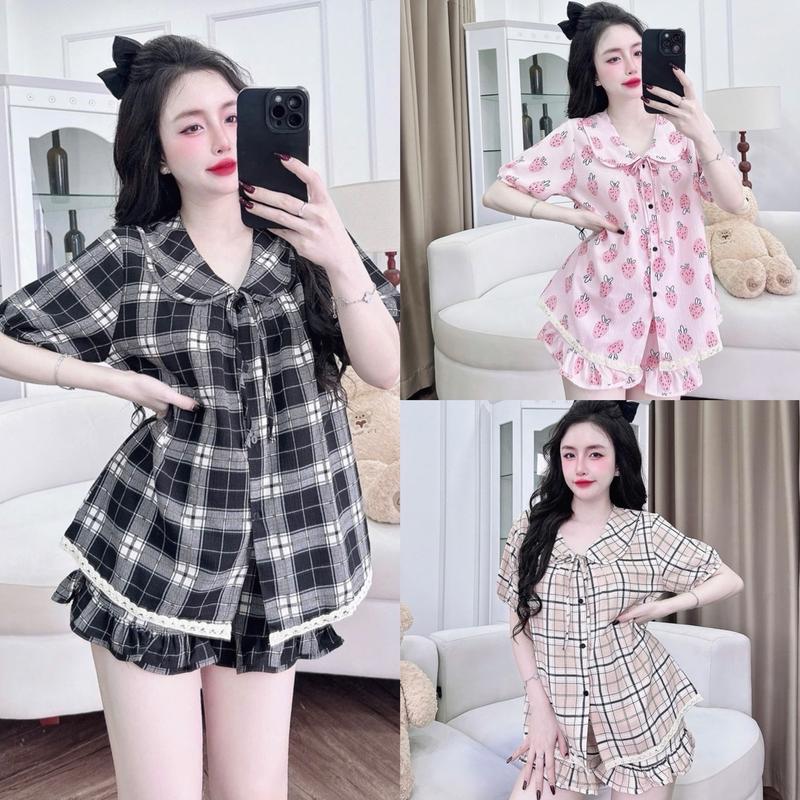 Đồ ngủ xốp phối cột dây bigsize 50-100kg chất xốp mềm hoạ tiết đơn giãn xinh xắn