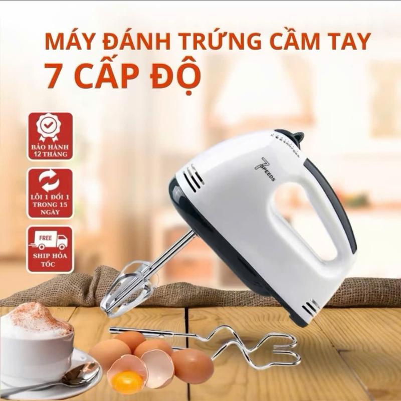 Máy Đánh Trứng , Trộn Bột Cầm Tay Cao Cấp 7 Tốc Độ Kèm 4 Que Trộn Inox, Công Suất 260W Máy Đánh Bọt, Máy Tạo Bọt