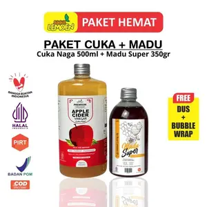 SUUR LEMOEN Paket Cuka Apel 500 ml Madu Hutan Super 350 gram - LEMOEN 86