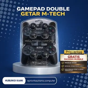 BISA GETAR Gamepad Double USB MTech Hitam PC Laptop PS3 GARANSI RESMI FREE PACKING BUBBLE