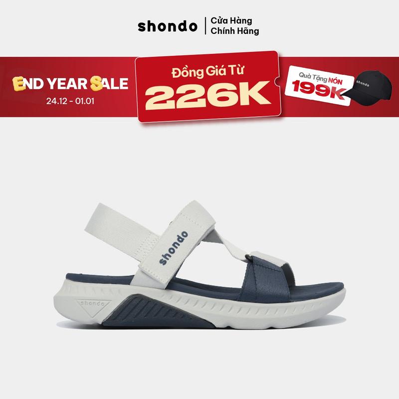  Giày Sandal Nam Nữ F7R Thoải Mái Nhẹ Êm Xám Rêu Xanh Dương Shondo F7R2435 