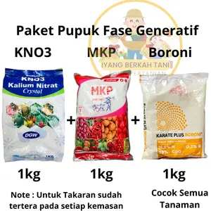 Paket Pupuk KNO3  MKP BORON kemasan asli 3 Kg untuk fase generatif / masa pembuahan dan pembungaan tanaman