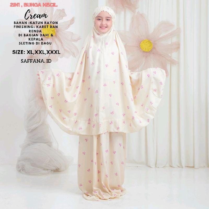 Mukena Anak 2in1 usia 7-15 Tahun Rempel Rayon Motif Pita 1