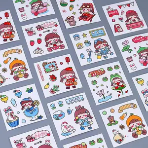 Stiker Motif Kartun Korea Lucu Anti Air Stiker kartun tahan air PET Paper Stationery