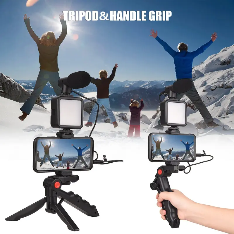 Kit de Grabación para Vlogging con Micrófono de Solapa y Luz LED Ajustable, Mini Trípode Antivibración, Herramienta Esencial para TikTok y YouTube - Foto 7