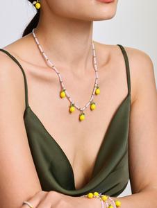 สร้อยคอเลมอน เดซี่ จี้ผลไม้ สร้อยคอทำมือ สไตล์ฤดูร้อนสดชื่น ดีไซน์ลำลอง เบา และสง่างาม สร้อยคอสำหรับเด็กผู้หญิง