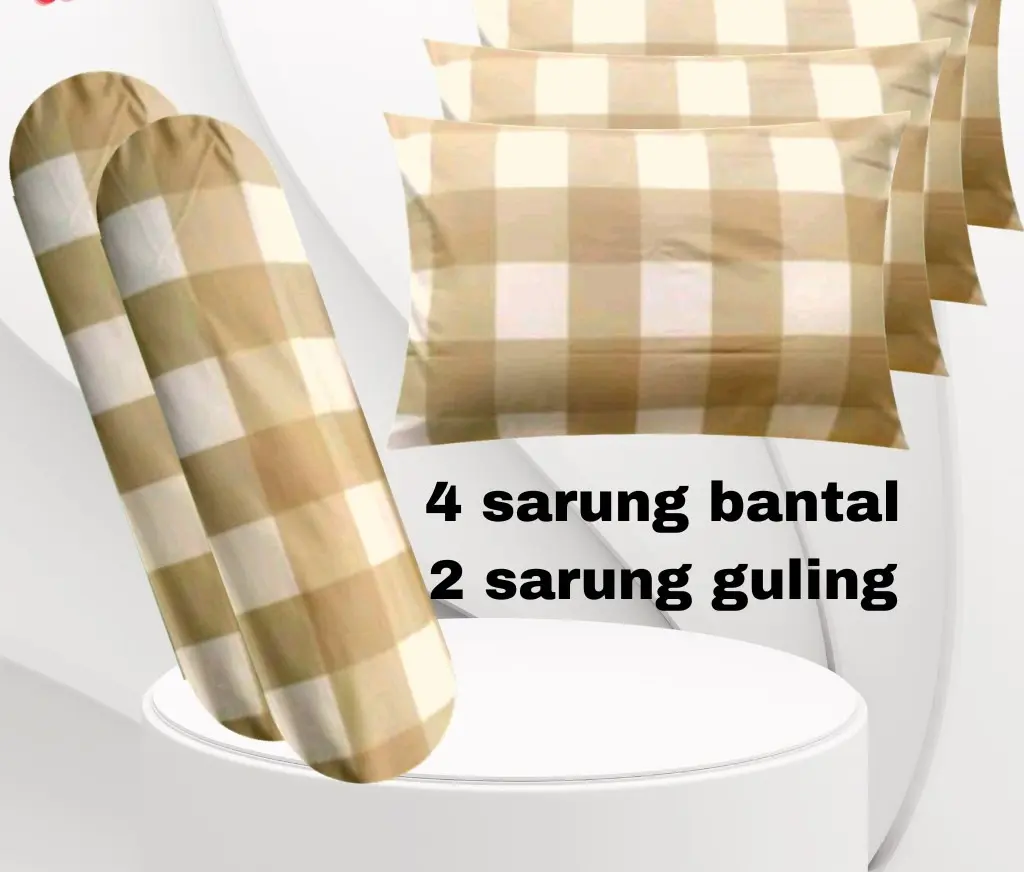 Murah Sarung Bantal dan Guling Motif Kotak-Kotak Gingham Aestentic sprei ukuran