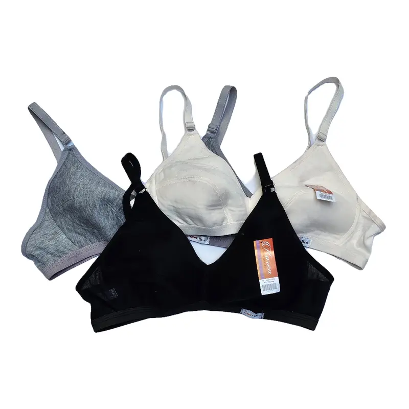 20RIBU Dapat 3PCS Sportbra Wanita Bh Bra Sport Remaja Tanpa Busa Katun Polos Ukuran 34-38 kait 2 2
