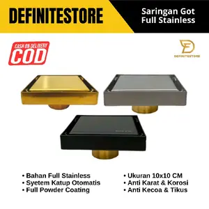 Saringat Got Floor Drain Stainless Saringan Kamar Mandi Floor Drain Kamar Mandi Saringat Got Kamar Mandi Stainless Sus 304 Anti Karat dan Anti Serangga 2 Tampilan tutup lubang air Keran