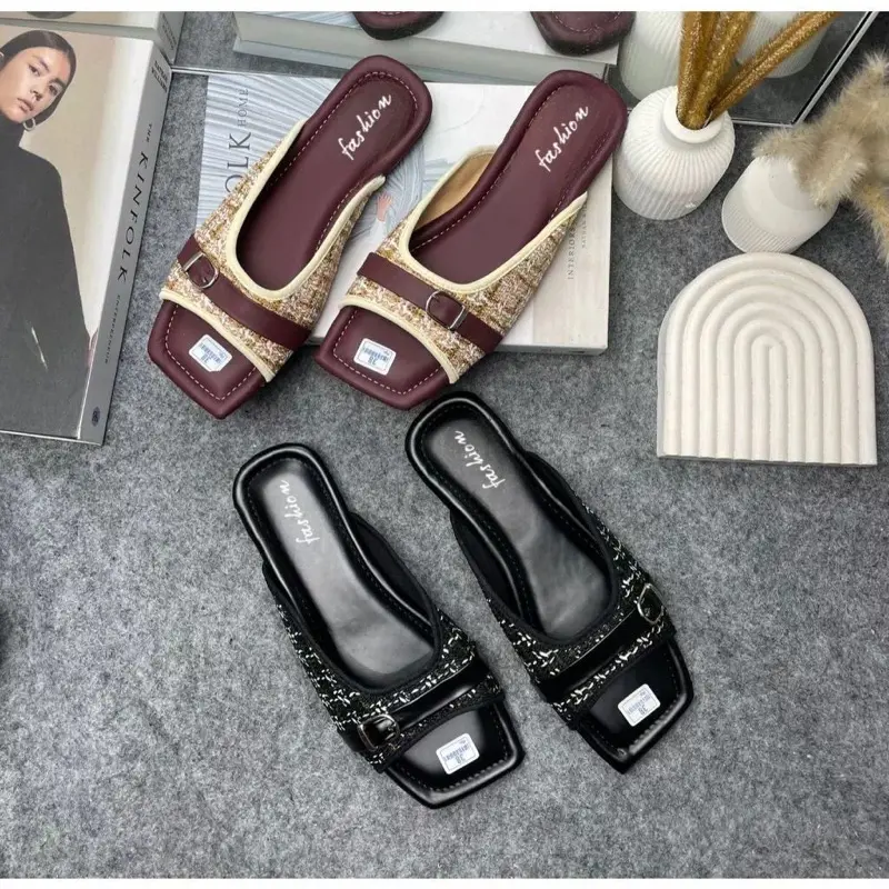 Sandal Wanita Terbaru Kekinian 2025 Empuk Elegan Gaya Korean Style Viral Sendal Cewek