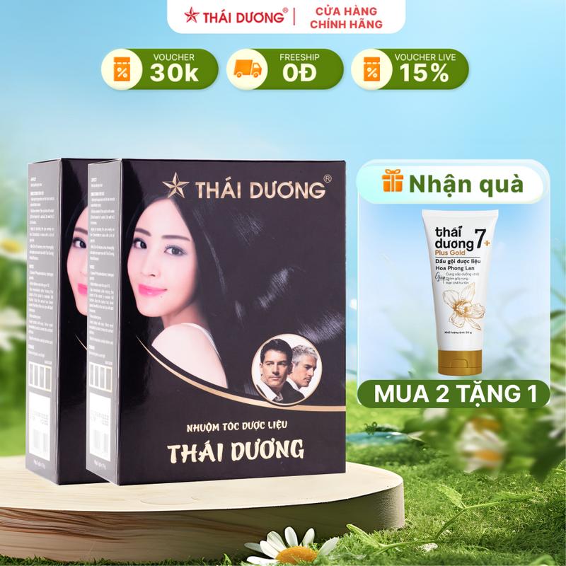 [Live - Mua 2 tặng 1] 02 Nhuộm tóc Dược liệu Thái Dương (Hộp 5 gói x 10g) tặng 01 sữa tắm 7 Plus Gold 50gr - Sao Thái Dương 0