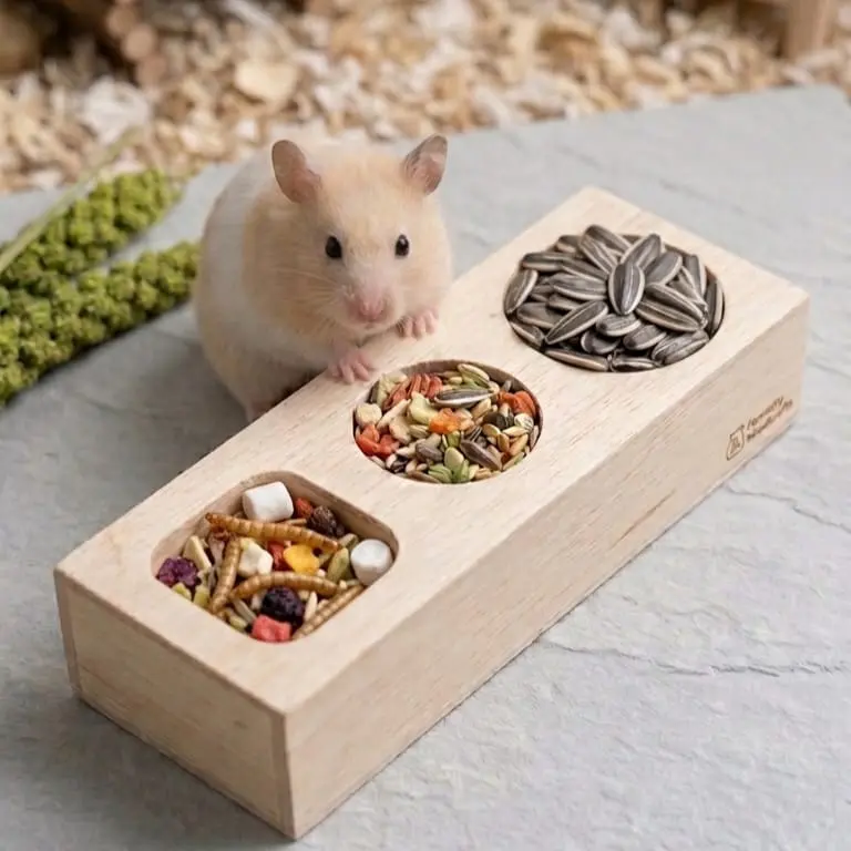 Hamutaro Wadah Tempat Makan Kayu | Hamster plate kayu | Wadah makan hamster unik