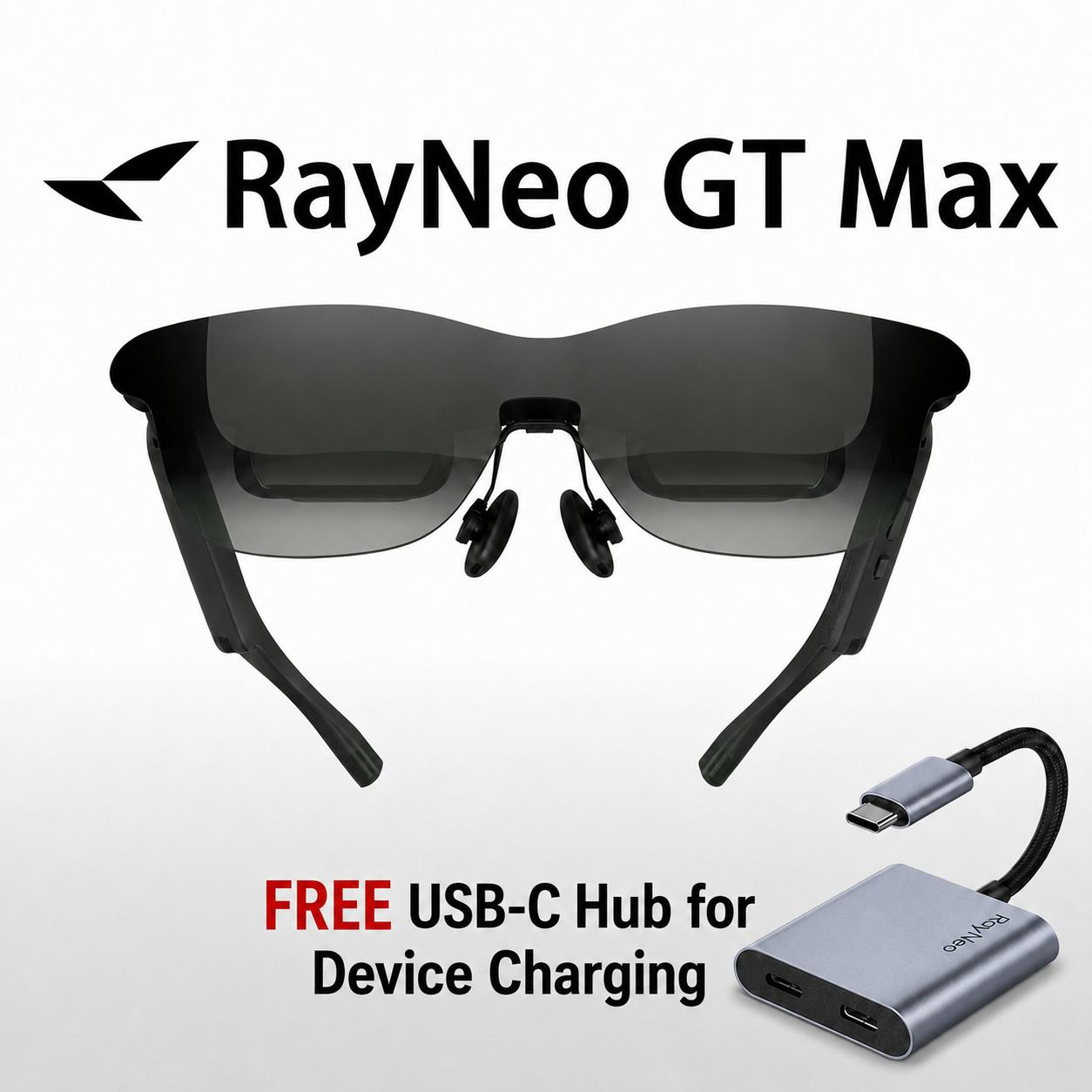 RayNeo GT Max Smart AR Glasses — 59 FoV, HDR10 display glasses. High-definition viewing XR device