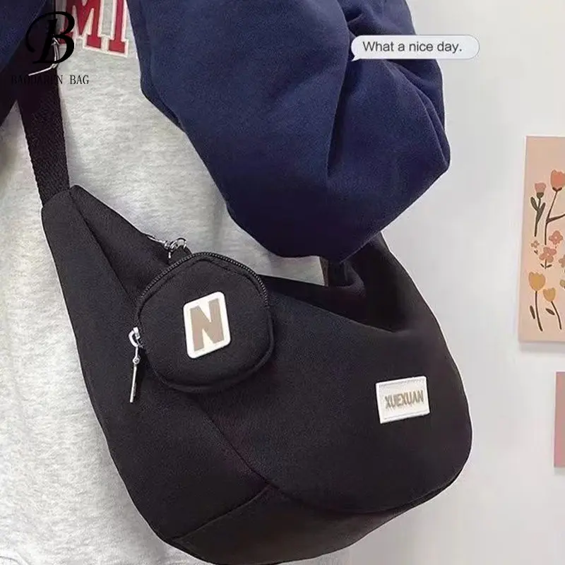 Túi Vải Chống Thấm Nước, Chất Liệu Nylon, Thời Trang Và Hợp Xu hướng Thích Hợp Cho Mùa Xuân / Mùa Hè, Phong Cách Mori Và Nghệ Thuật, Túi Đựng Bánh Bao, Thích Hợp Cho Sinh Viên Đại Học, túi Messenger Đeo Vai