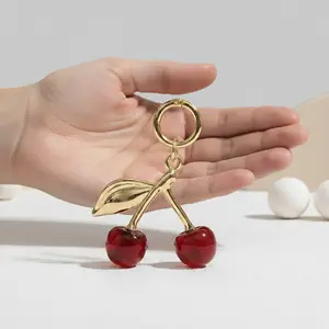 Gantungan Cherry Maroon - Gantungan Tas & Kunci Ceri Warna Maroon Bahan Aman Multifungsi Praktis untuk Sehari-hari