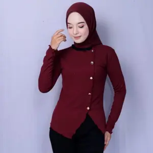 Atasan Knit Kriwil Kancing Button Lengan Panjang Wanita Long Sleeve KoreanStyle Baju Atasan Wanita Model Baru Kriwil Casual Nyaman DiPakai