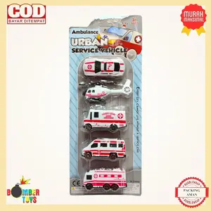 Mainan Anak Set Mobil Car Vehicle Ambulan Army Police Polisi Konstruksi Koleksi Fun