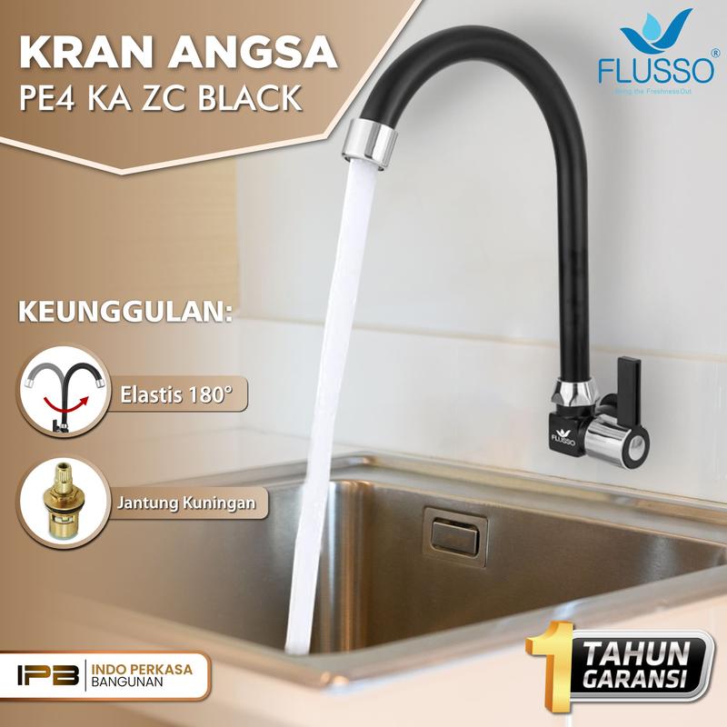 FLUSSO Kran Leher Angsa Drat Tembok 1/2 Inch Keran Air Cuci Piring Kualitas Premium | 2215 5