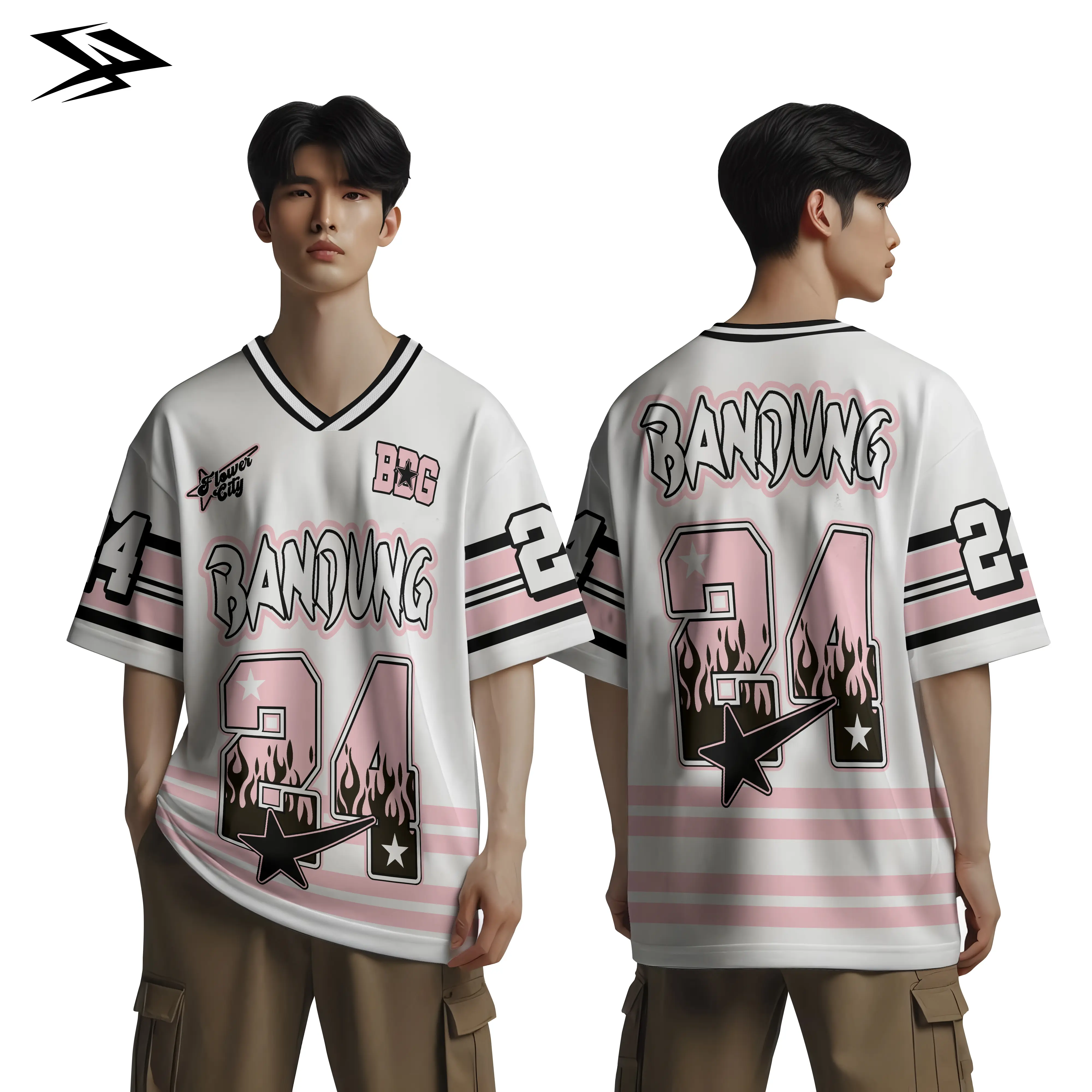 Jersey Coquette Baseball Casual BDG Flower City White Fullprint