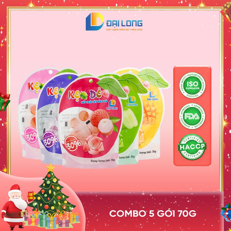  COMBO 5 gói 70g NOEL vị ngẫu nhiên 4-5 vị Kẹo dẻo bi cốt trái cây bóc vỏ Đại Long dẻo dẻo dai dai ăn hoài không chán Candy Chua Snack đủ vị trái cây Ăn Vặt Food xoài 
