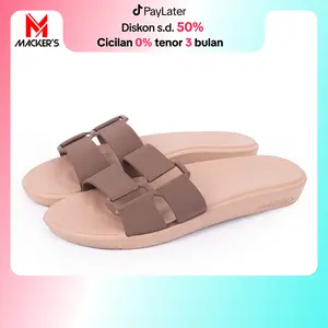 [MACKER'S] 2303 Sandal Slop Wanita Polos Double Strap Sandal Wanita Ringan Empuk Bahan Karet Sendal Jepit