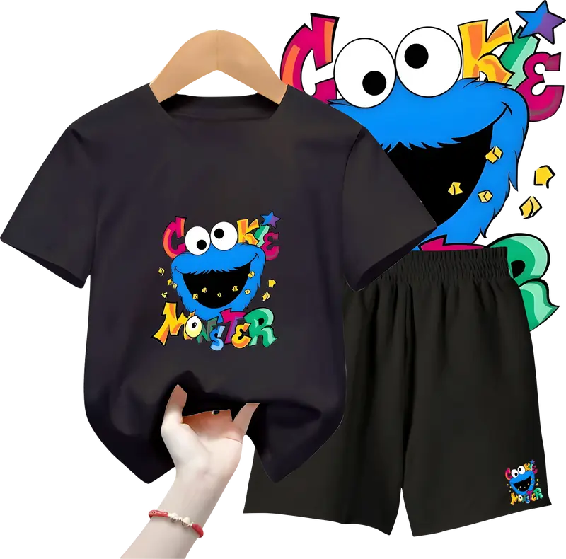 Setelan Baju Anak Laki Laki Kaos dan Celana Panjang / Pendek Pakaian Fashion Ukuran S-XL - Motif ELMON Putih 5