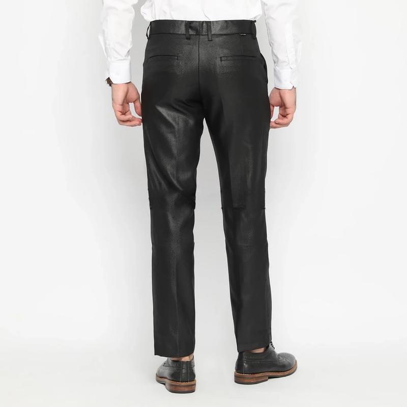 Celana Kerja Pria Bahan Dasar Mengkilap Metalik Slimfit Kerja Kantor Formal Premium Panjang Hitam Cowok 2