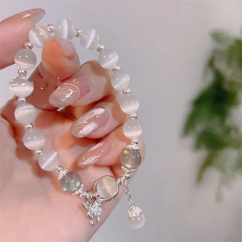 Vòng Tay Thời Trang Với Hạt Sợi 8Mm Cho Nữ, Trang Sức Thời Trang Hàn Quốc Cho Nữ, Vòng Tay Quyến Rũ, Phụ Kiện Trang Trí Tay, Quà Tặng Cho Bé Gái 2