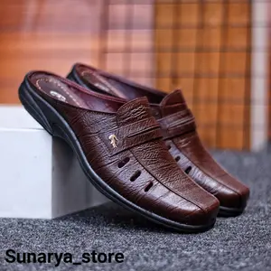 Kulit Asli Sapi Premium Sandal Pria Crododile Kulit Asli 100% Sandal Kulit Pria Casual Original Selop1