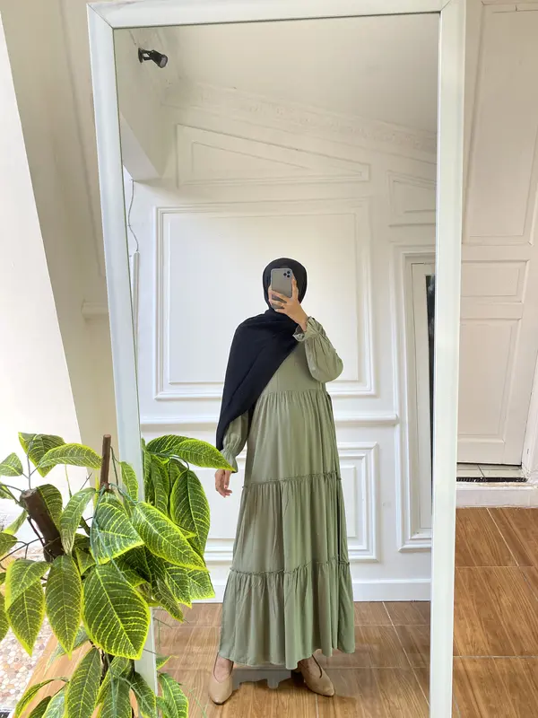 Dress BARBARA Katun Gamis Susun Panjang Hitam Busui Dewasa - Gaun Remaja Pesta Midi Baju rayon Casual 4