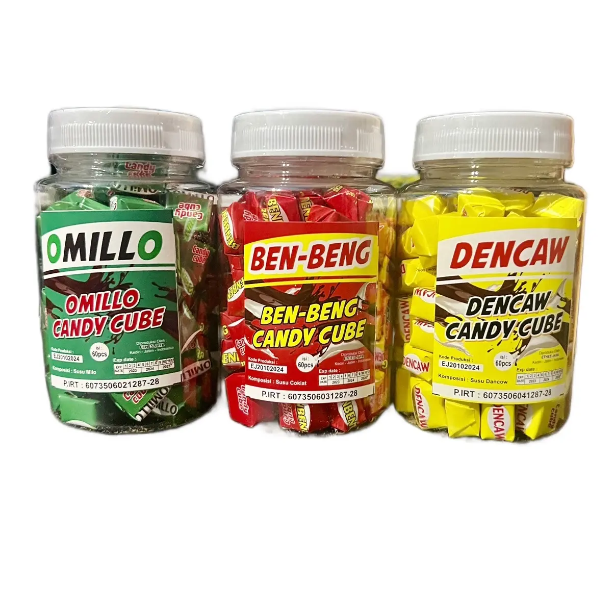 PAKET 3 OMILLO BENBENG DENCAW CHANDY CUBE ISI 60pcs Candy Snacks Susu  Camilan Manis