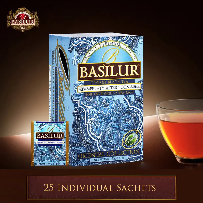 Basilur Tea Frosty Afternoon Passionfruit & Orange Ceylon Black Tea - 25 Individual Sachets