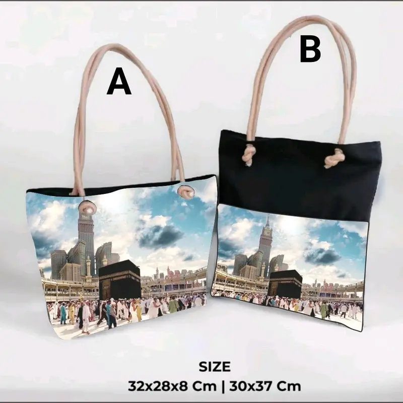 (Promo 6 pcs) Totebag Mekkah Edition tali sumbu Perempuan 6