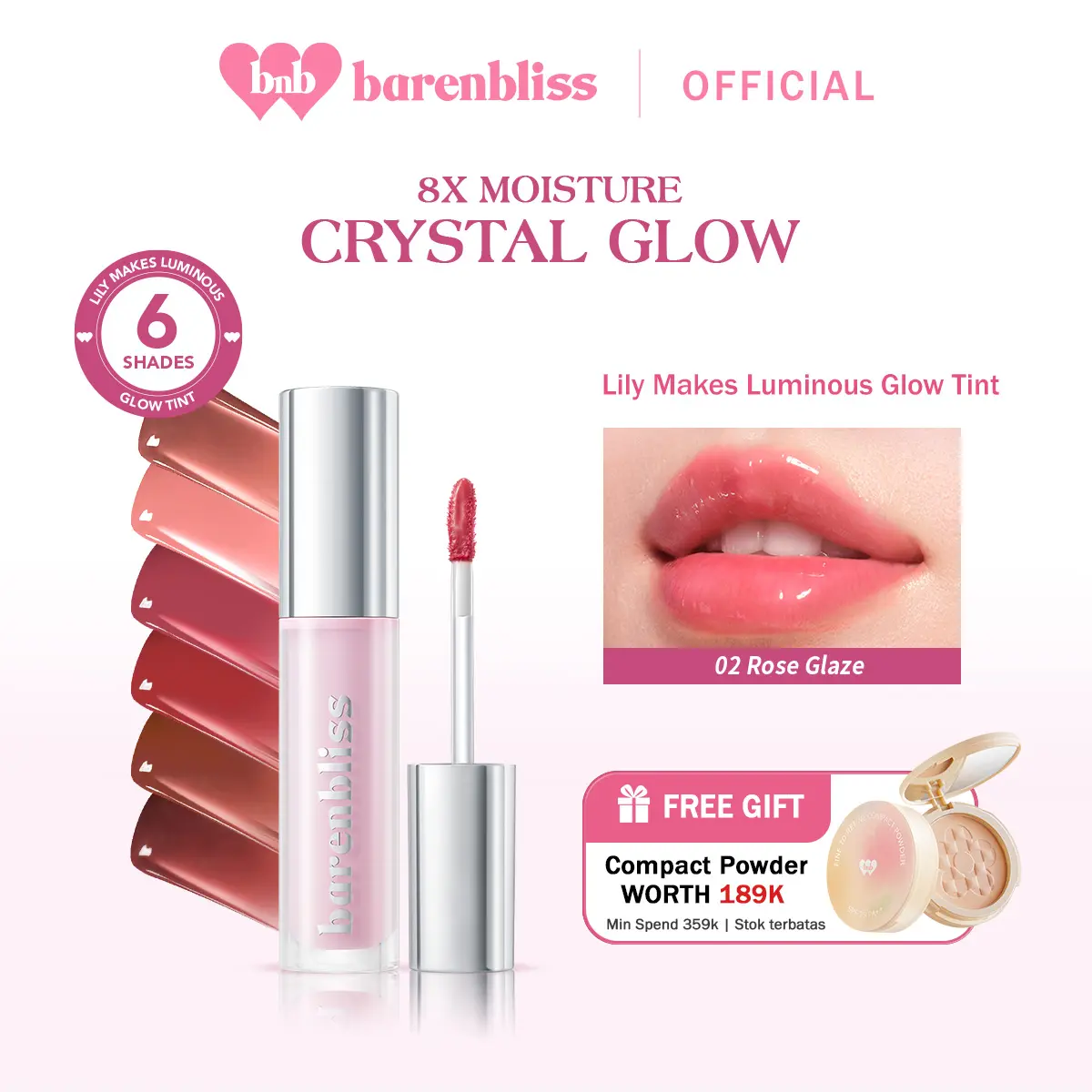 【BEST SELLING】BNB Barenbliss Lily Makes Luminous Glow Tint | Lip tint melembapkan Bibir, berkilau, berwarna alami dan tahan lama 12 jam [long Lasting 12H]