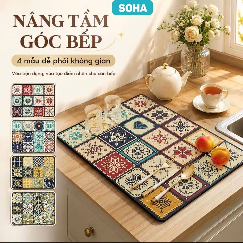 Thảm Trải Máy Lọc Nước Thấm Hút Tốt Zline, Tấm Lót Hút Nước Úp Ly Cốc Bàn Trà…