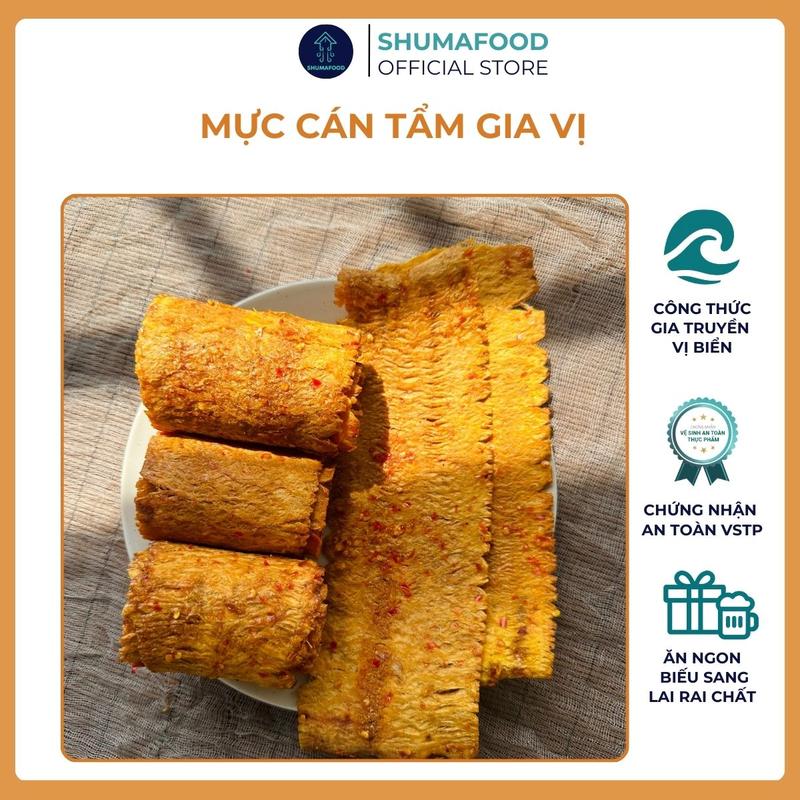 Khô Mực cán tẩm gia vị nha trang 150g SHUMAFOOD dày cơm dai ngon ngọt hậu Snack Ăn Vặt