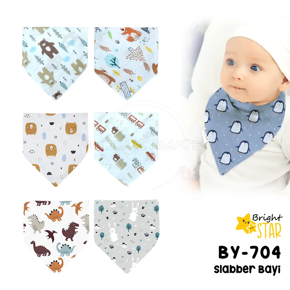 Slaber Slabber Bayi Single Layer BABY STAR Baby Bib STD BY-703-ST Slaber Slabber Bayi Segitiga Celemek Clemek Kain Handuk Makan Bayi Perempuan Cotton