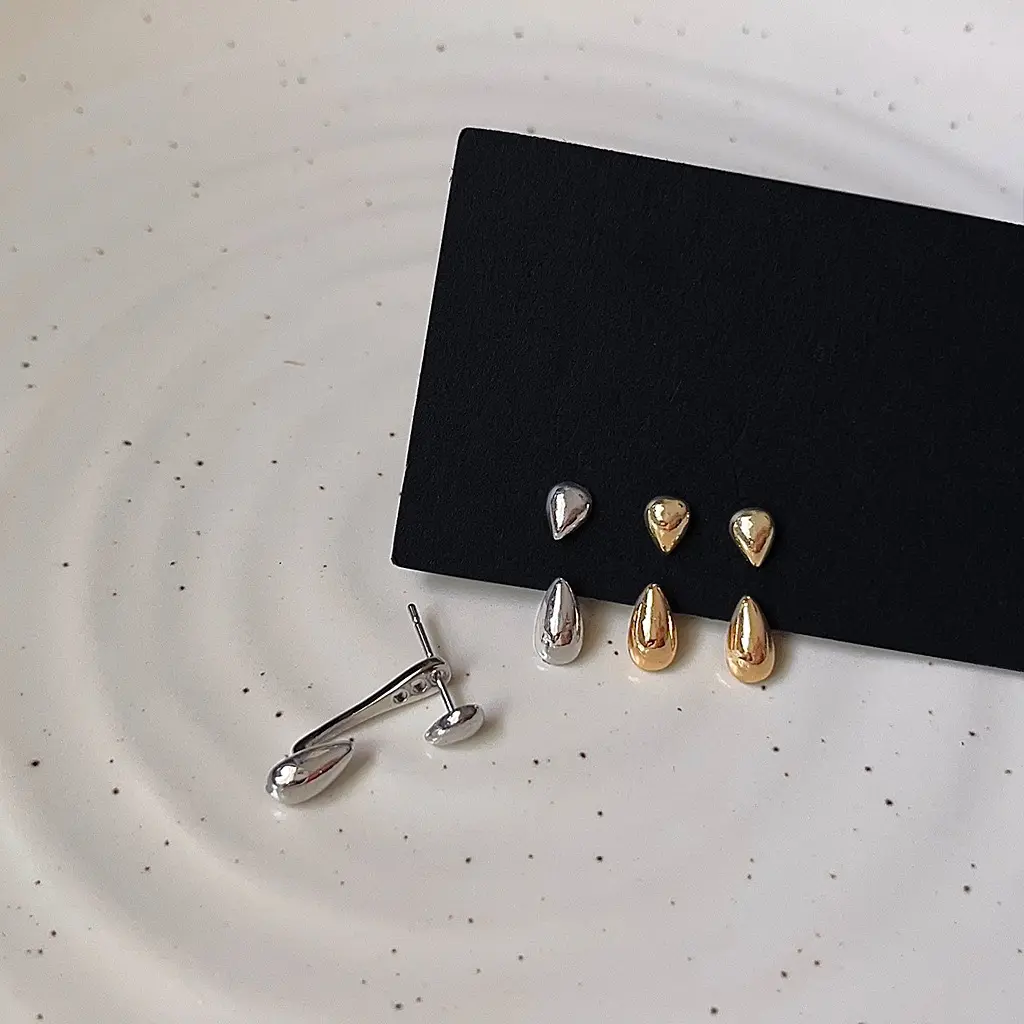 Eyori - Abie Earring 925 Sterling Silver - Anting Stud Gantung Tears Lapis Emas 14K